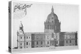 South Elevation of St Paul's Cathedral, City of London, 1702-William Emmett-Stretched Canvas