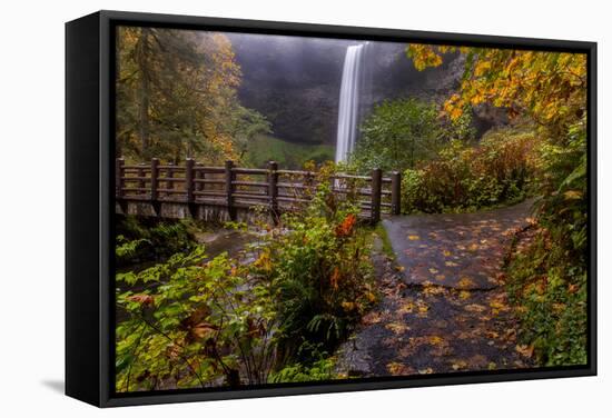 South Falls in Autumn at Silver Falls State Park, Silverton, Oregon-Chuck Haney-Framed Stretched Canvas