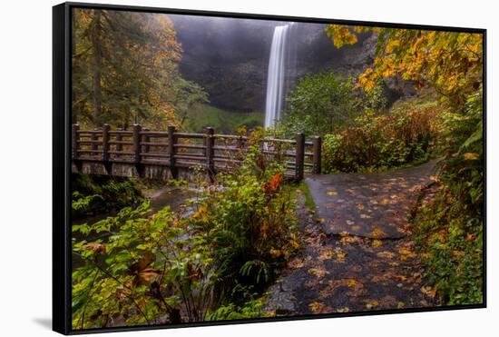 South Falls in Autumn at Silver Falls State Park, Silverton, Oregon-Chuck Haney-Framed Stretched Canvas