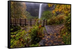 South Falls in Autumn at Silver Falls State Park, Silverton, Oregon-Chuck Haney-Framed Stretched Canvas