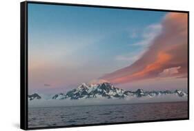 South Georgia Island. Landscape of curved orange cloud at sunrise-Howie Garber-Framed Stretched Canvas