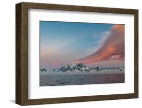 South Georgia Island. Landscape of curved orange cloud at sunrise-Howie Garber-Framed Photographic Print