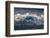 South Georgia Island. Opening in clouds and Virga reveal the mountainous and glaciated landscape.-Howie Garber-Framed Photographic Print