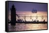 South Haven Lighthouse and pier at dusk, South Haven, Michigan, USA-null-Framed Stretched Canvas