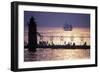 South Haven Lighthouse and pier at dusk, South Haven, Michigan, USA-null-Framed Photographic Print