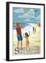 South Haven, Michigan - Kite Flyers-Lantern Press-Framed Art Print