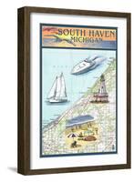 South Haven, Michigan - Nautical Chart-Lantern Press-Framed Art Print