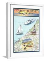 South Haven, Michigan - Nautical Chart-Lantern Press-Framed Art Print