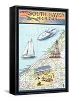 South Haven, Michigan - Nautical Chart-Lantern Press-Framed Stretched Canvas