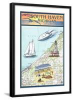 South Haven, Michigan - Nautical Chart-Lantern Press-Framed Art Print