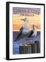 South Haven, Michigan - Seagulls-Lantern Press-Framed Art Print