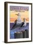 South Haven, Michigan - Seagulls-Lantern Press-Framed Art Print