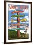 South Haven, Michigan - Sign Post-Lantern Press-Framed Art Print