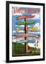 South Haven, Michigan - Sign Post-Lantern Press-Framed Art Print