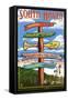 South Haven, Michigan - Sign Post-Lantern Press-Framed Stretched Canvas
