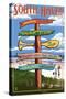 South Haven, Michigan - Sign Post-Lantern Press-Stretched Canvas