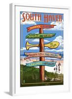 South Haven, Michigan - Sign Post-Lantern Press-Framed Art Print