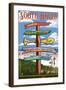 South Haven, Michigan - Sign Post-Lantern Press-Framed Art Print