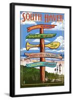 South Haven, Michigan - Sign Post-Lantern Press-Framed Art Print