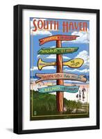 South Haven, Michigan - Sign Post-Lantern Press-Framed Art Print