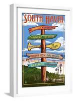 South Haven, Michigan - Sign Post-Lantern Press-Framed Art Print