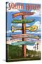 South Haven, Michigan - Sign Post-Lantern Press-Stretched Canvas