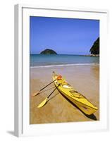 South Island, Nelson, Kayak on Onetahuti Beach in Abel Tasman National Park, New Zealand-Christian Kober-Framed Photographic Print