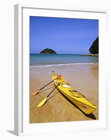 South Island, Nelson, Kayak on Onetahuti Beach in Abel Tasman National Park, New Zealand-Christian Kober-Framed Photographic Print