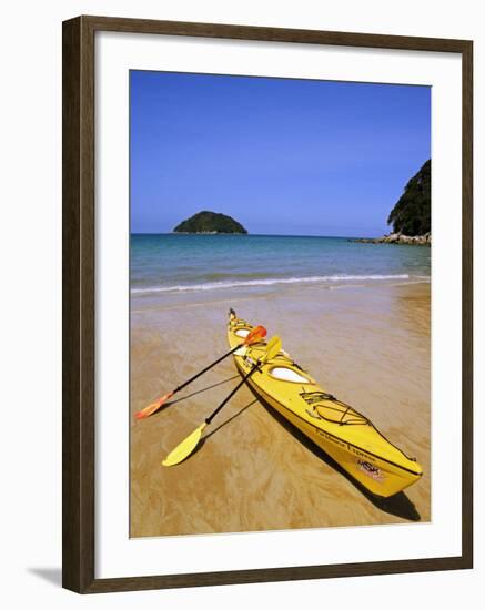 South Island, Nelson, Kayak on Onetahuti Beach in Abel Tasman National Park, New Zealand-Christian Kober-Framed Photographic Print