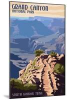 South Kaibab Trail - Grand Canyon National Park-Lantern Press-Mounted Art Print