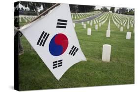 South Korean Flag Hanging at 2014 Memorial Day Event, Los Angeles National Cemetery, California, US-Joseph Sohm-Stretched Canvas