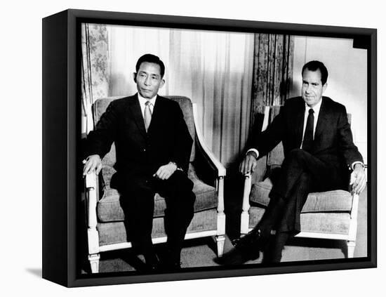 South Korean President Park Chung Hee and President Richard Nixon-null-Framed Stretched Canvas