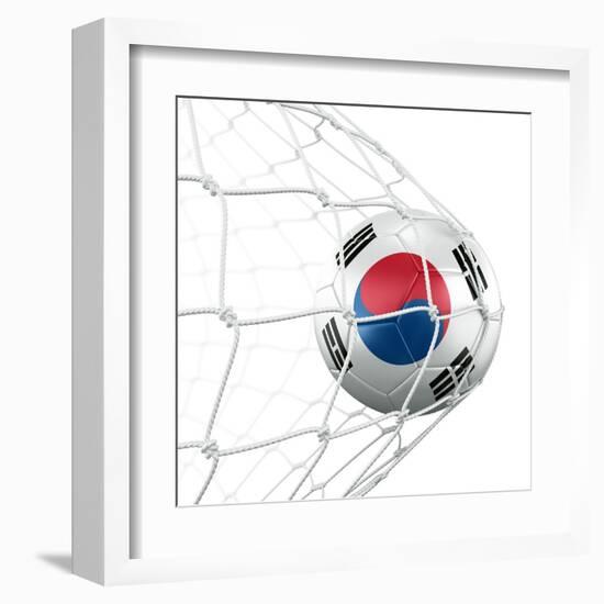 South Korean Soccer Ball in a Net-zentilia-Framed Art Print