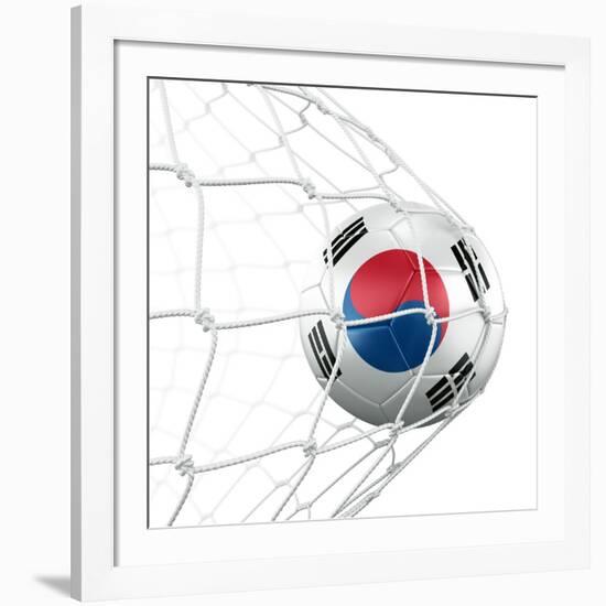 South Korean Soccer Ball in a Net-zentilia-Framed Art Print