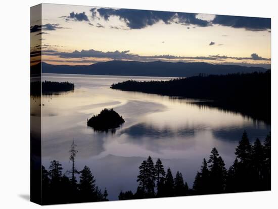 South Lake Tahoe, Nv: an Early Morning Sunrise Reflects Blue and Pink Off the Waters-Brad Beck-Stretched Canvas