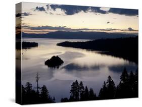 South Lake Tahoe, Nv: an Early Morning Sunrise Reflects Blue and Pink Off the Waters-Brad Beck-Stretched Canvas