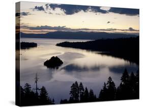 South Lake Tahoe, Nv: an Early Morning Sunrise Reflects Blue and Pink Off the Waters-Brad Beck-Stretched Canvas