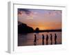 South Luangwa National Park, Walking Safari Crosses Kapamba River at Sunset, Zambia-John Warburton-lee-Framed Photographic Print