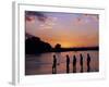 South Luangwa National Park, Walking Safari Crosses Kapamba River at Sunset, Zambia-John Warburton-lee-Framed Photographic Print