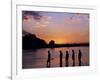 South Luangwa National Park, Walking Safari Crosses Kapamba River at Sunset, Zambia-John Warburton-lee-Framed Photographic Print