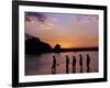 South Luangwa National Park, Walking Safari Crosses Kapamba River at Sunset, Zambia-John Warburton-lee-Framed Photographic Print