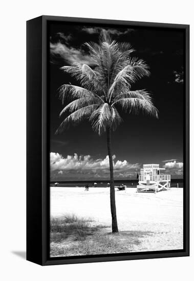 South Miami Beach Landscape with Life Guard Station - Florida - USA-Philippe Hugonnard-Framed Stretched Canvas