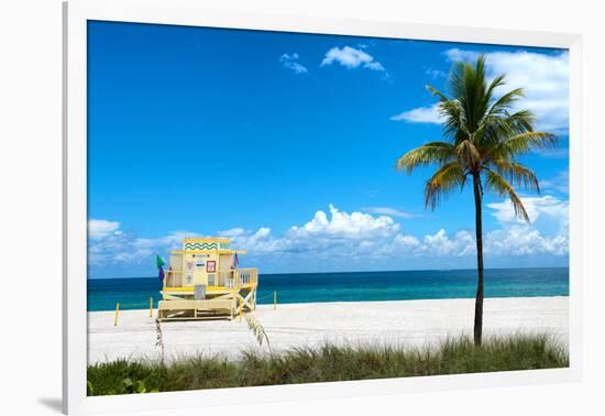 South Miami Beach Landscape with Life Guard Station - Florida-Philippe Hugonnard-Framed Photographic Print