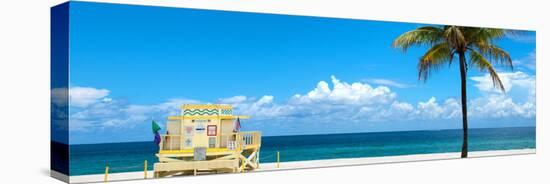 South Miami Beach Landscape with Life Guard Station - Florida-Philippe Hugonnard-Stretched Canvas