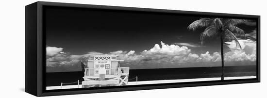 South Miami Beach Landscape with Life Guard Station - Florida-Philippe Hugonnard-Framed Stretched Canvas