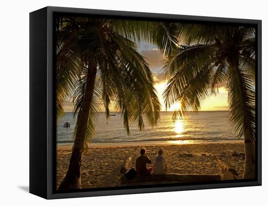 South Pacific, Fiji, Kadavu, Conservation Volunteers Watching the Sunset-Paul Harris-Framed Stretched Canvas