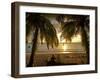 South Pacific, Fiji, Kadavu, Conservation Volunteers Watching the Sunset-Paul Harris-Framed Photographic Print