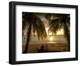 South Pacific, Fiji, Kadavu, Conservation Volunteers Watching the Sunset-Paul Harris-Framed Photographic Print