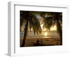 South Pacific, Fiji, Kadavu, Conservation Volunteers Watching the Sunset-Paul Harris-Framed Photographic Print