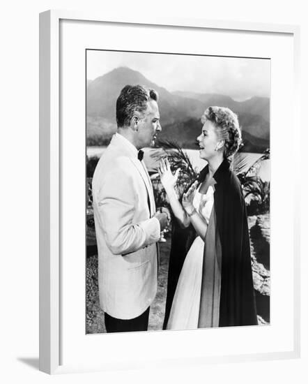 South Pacific, from Left, Rossano Brazzi, Mitzi Gaynor, 1958-null-Framed Photo